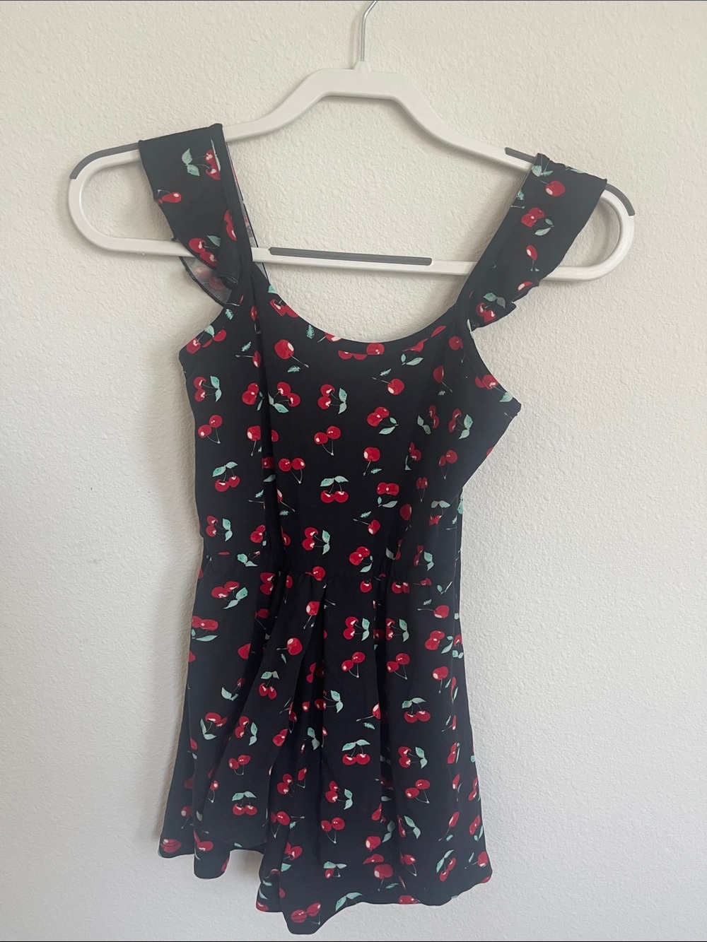 Derek Heart Black Cherry Print Girls Casual romper